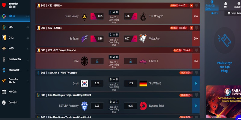 Vài Nét Về Sảnh Cược E - SPORT Tại 79King